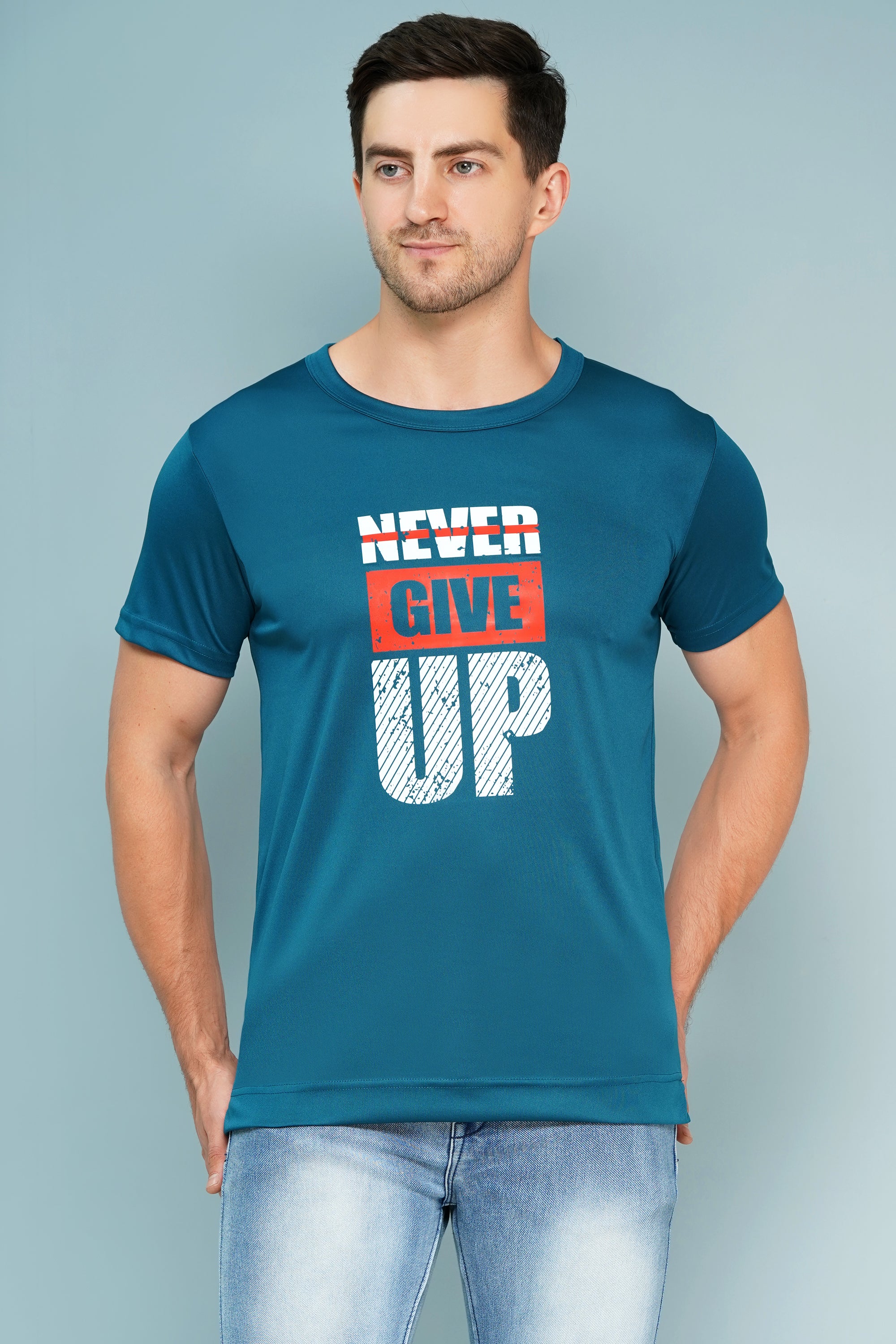 Brillco Men’s “Never Give Up” Motivation Graphic Tee