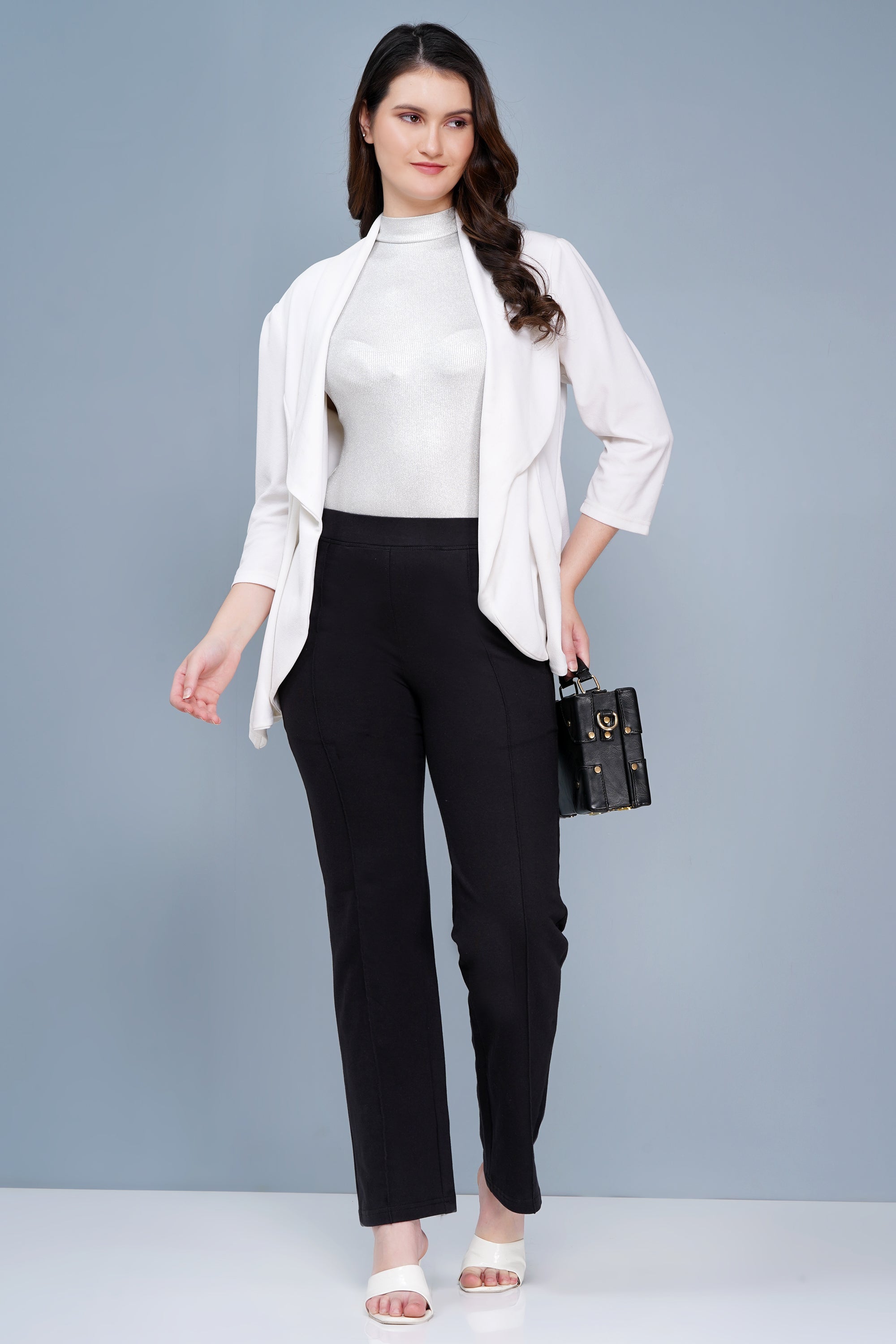 Women’s Cotton Pintuck Extra Flare Fit Trousers - Black