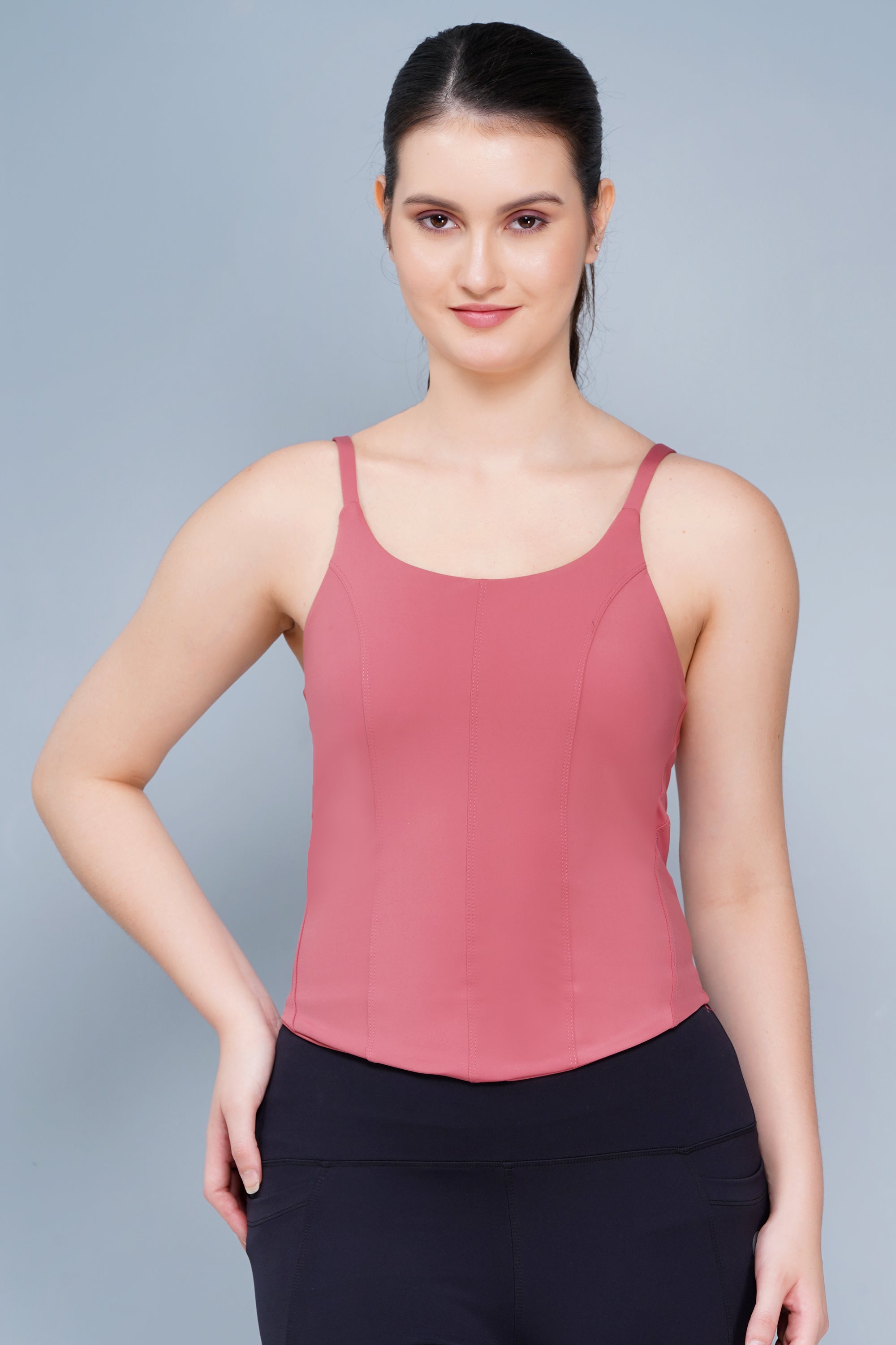 FlexiFit Women’s Pink Activewear Tank Top | Sleeveless Stretch Sports Camisole for Yoga, Gym & Athleisure - Dusty Rose