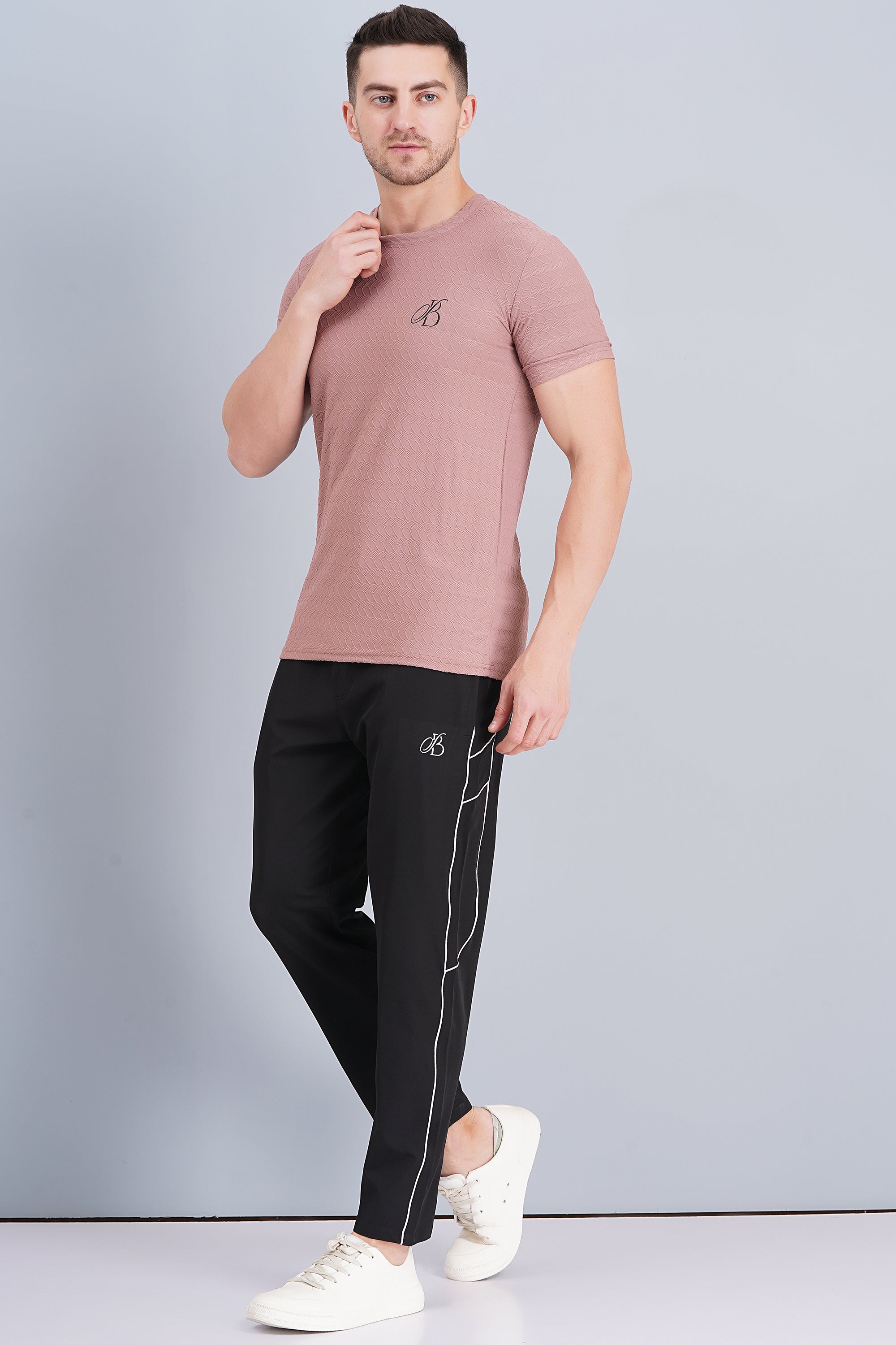 Black track pant for men with piping design on sides