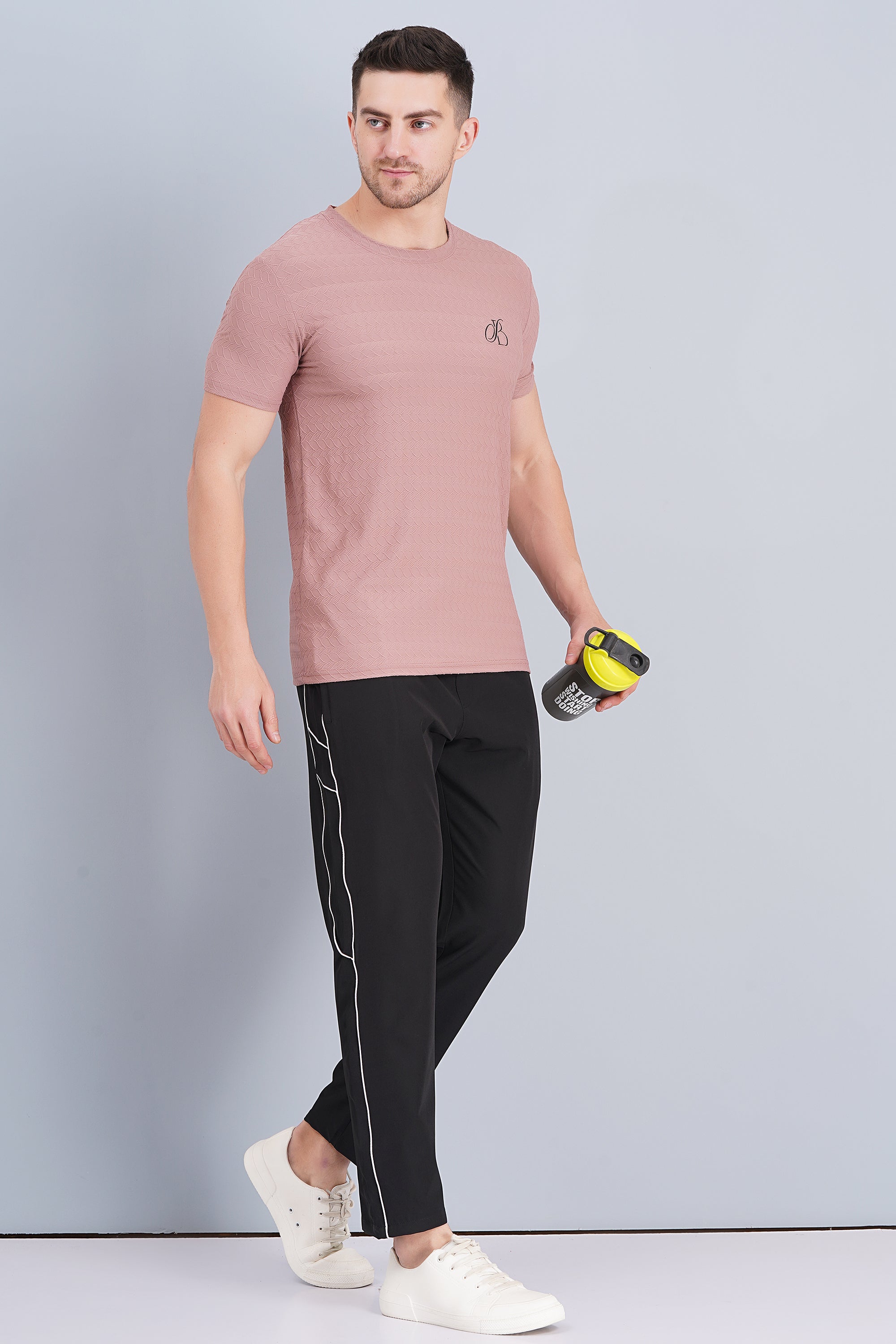 Black track pant for men with piping design on sides