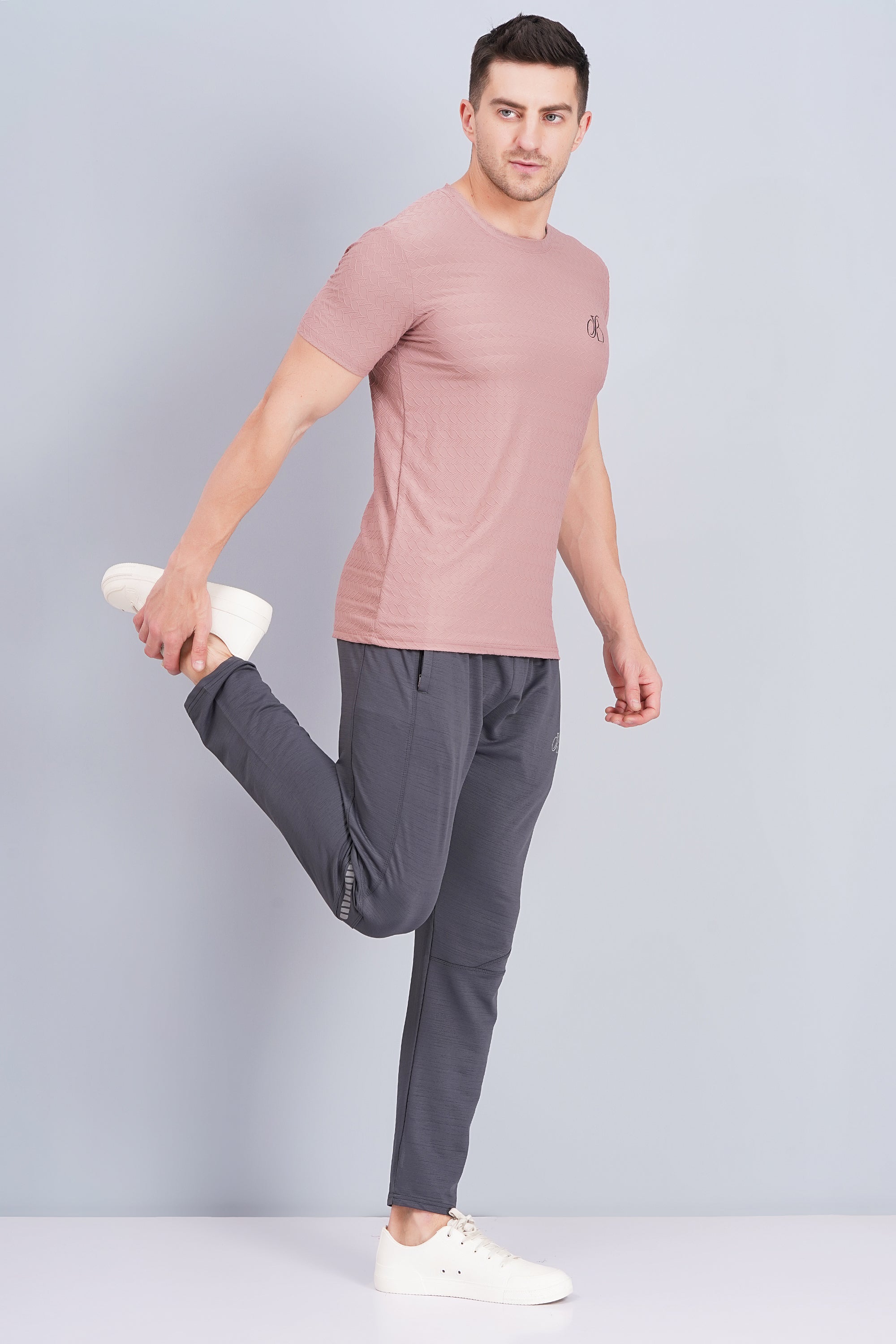 Men Grey Solid Rapid-Dry Running Track Pants