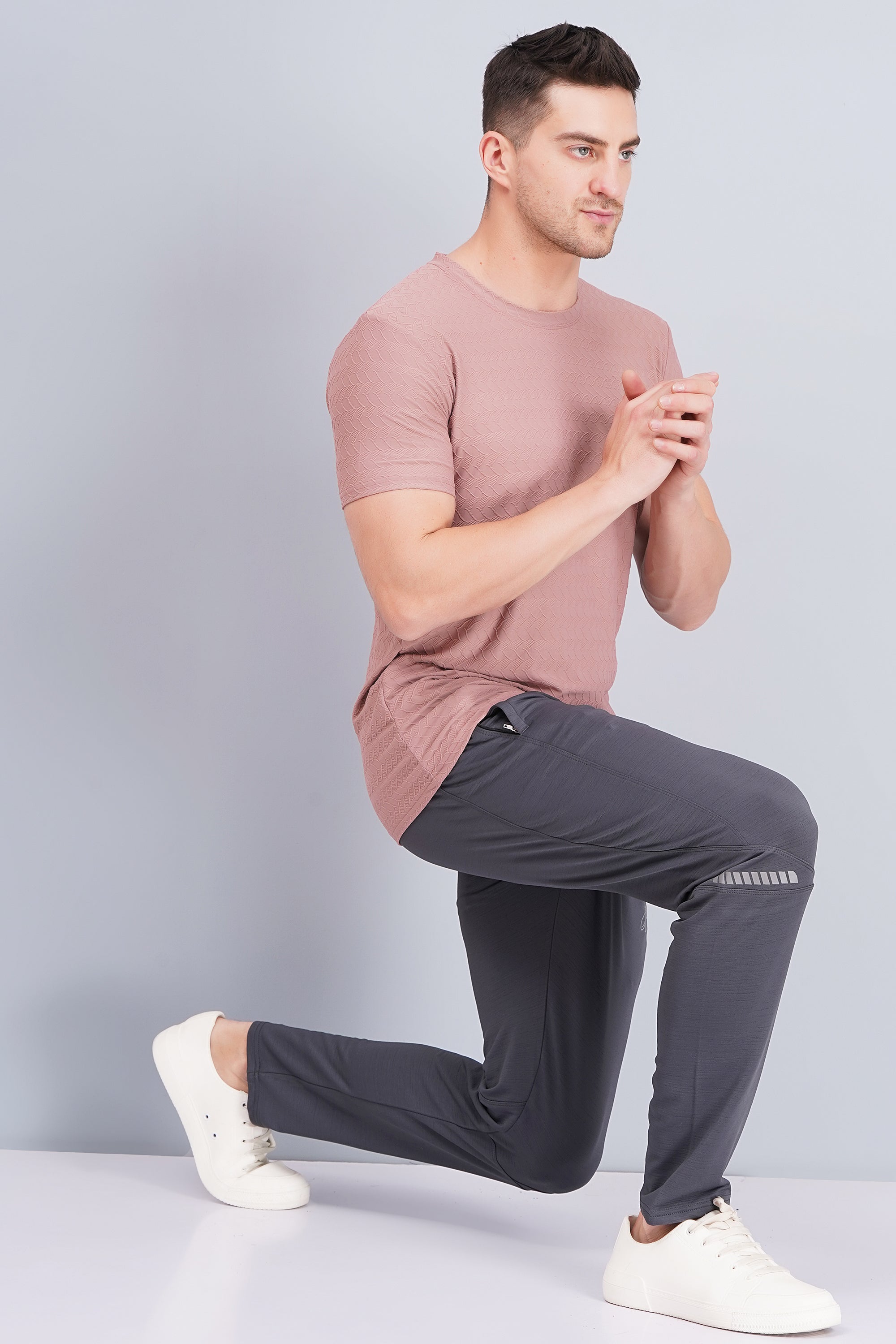 Men Grey Solid Rapid-Dry Running Track Pants